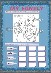 English Worksheet: Activity for kids - My family