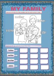 English Worksheet: Activity for kids - My family