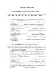 English Worksheet: Phrasal Verbs Test