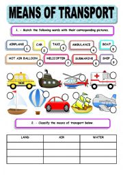 English Worksheet: MEANS OF TRANSPORT