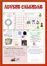 English Worksheet: Advent Calendar - Christmas Activities