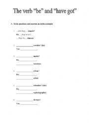 English Worksheet: Choose the verb have got or be