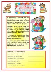 English Worksheet: MY GRANDMOTHER