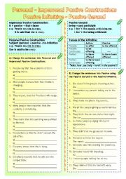 Personal-Impersonal Passive Constructions/ Passive infinitive - Passive Gerund