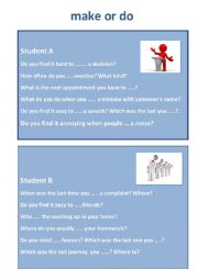 English Worksheet: make or do questions
