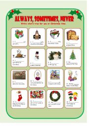 English Worksheet: Adverbs of Frequency, Christmas Traditions