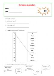 Christmas test 3rd grade - first part