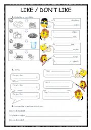 English Worksheet: LIKE VS. DONT LIKE