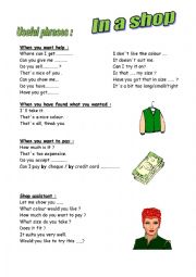 English Worksheet: In a clothes shop