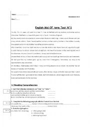 English Worksheet: 5th grade test