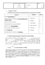 English Worksheet: 7 th  End of term Test