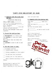 English Worksheet: Dont stop believing