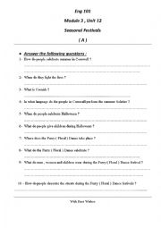 English Worksheet: Eng 101 module 3 , unit 12