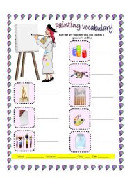 English Worksheet: Painting vocabulary