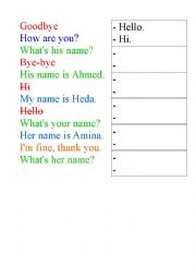 English Worksheet: Hello