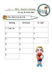 English Worksheet: my activities