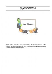 English Worksheet: Reading Frankenstein for Halloween (short version) PART 1