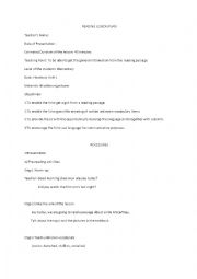 English Worksheet: reading lesson plan