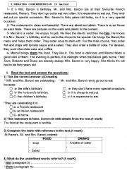 English Worksheet: READING 8TH FORM