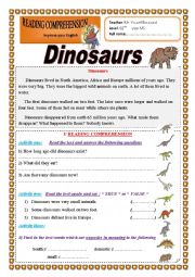 English Worksheet: Dinosaurs