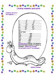English Worksheet: ordinal numbers and dates