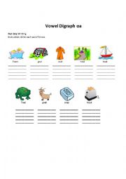 English Worksheet: Vowel digraph oa