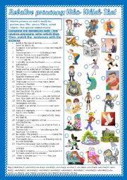 English Worksheet: Relative Pronouns: Who- Which- That
