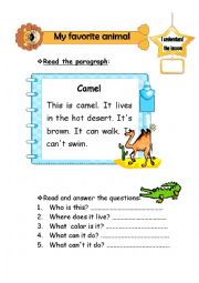 English Worksheet: my favorite animals