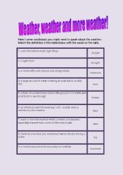 Weather vocabulary and speaking exercise