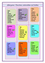 English Worksheet: Countries and nationalities