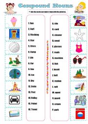 English Worksheet: Compound Nouns