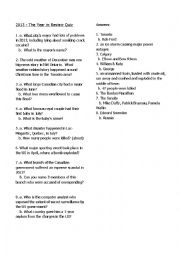 English Worksheet: 2013 year in review quiz