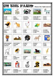 English Worksheet: ON THE FARM-multiple choice