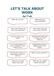 English Worksheet: Lets talk about work