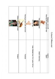 Cultural Differences Matching worksheet