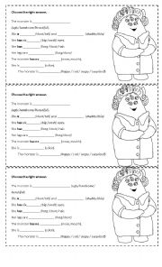 English Worksheet: Describe the monster