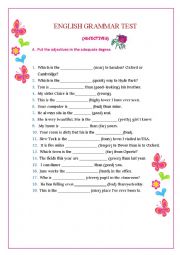 English Worksheet: The degrees of adjectives - comparative and superlative