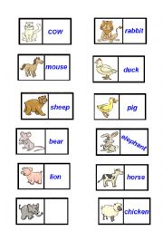 English Worksheet: Animal domino