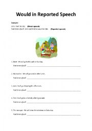 English Worksheet: Would in Reported Speech