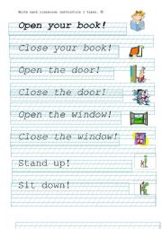 English Worksheet: classroom instrucitons writing actvty