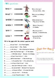 English Worksheet: question words