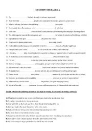 English Worksheet: Common Mistakes part 1