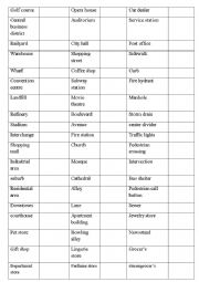 English Worksheet: CITY TOWN building offices institutions chart
