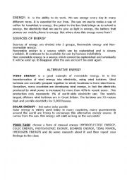 English Worksheet: alternative energy