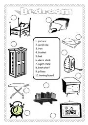 English Worksheet: Bedroom Vocabulary Match