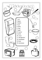 English Worksheet: Kitchen vocab match