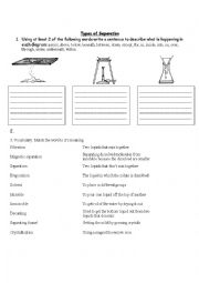 English Worksheet: Separation Techniques