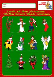 English Worksheet: Christmas:write the names_1