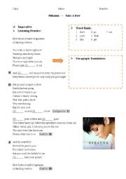 SONG, RIHANNA, RUSSIAN ROULETTE - ESL worksheet by isabel2010