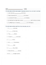 English Worksheet: BE QUIZ